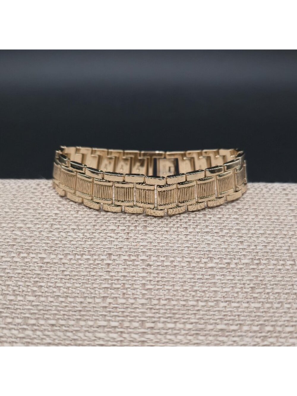 8 Inch Vintage Ribbed Textured Presidential Watch Band Link Bracelet A8858